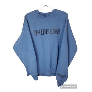 Raw Gear Mens Crewneck Pullover Size Large Sweatshirt Blue Fleece Sweater